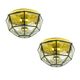 Pair of mid-century minimalist iron & glass flush mounts / ceiling lamps from limburg, germany, 1960