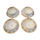 Set of 4 tea or coffee cups in Limoges porcelain