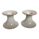 Pair of white candlesticks, pink line, Germany