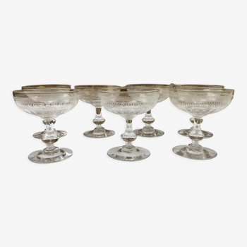 Antique crystal champagne glasses (x6)