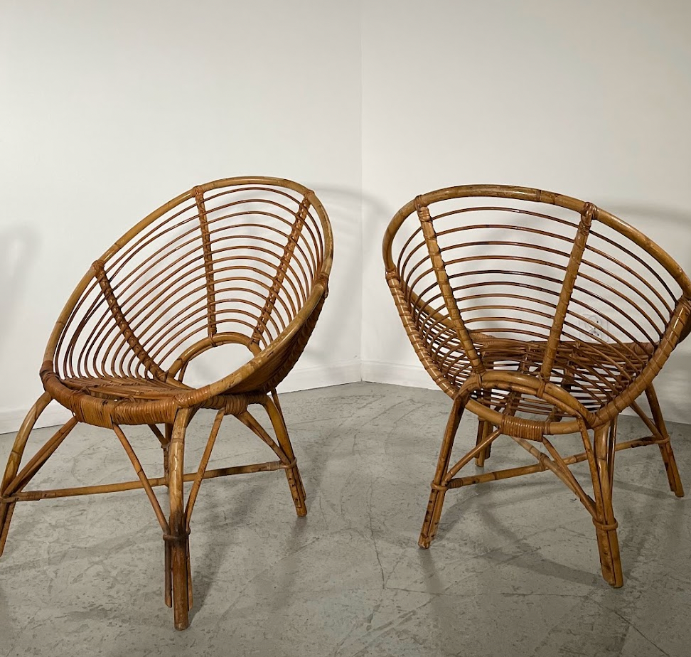Pair of rattan armchairs