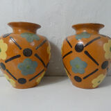 Pair of glazed terracotta vases
