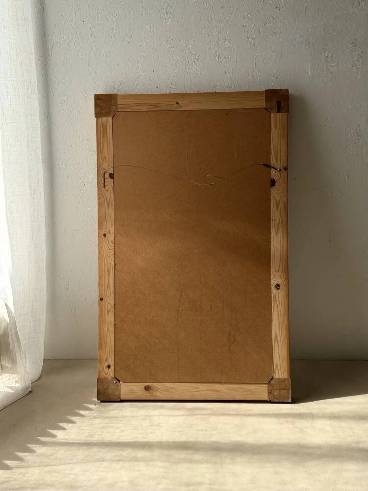 Large Danish pine wall mirror 1970s