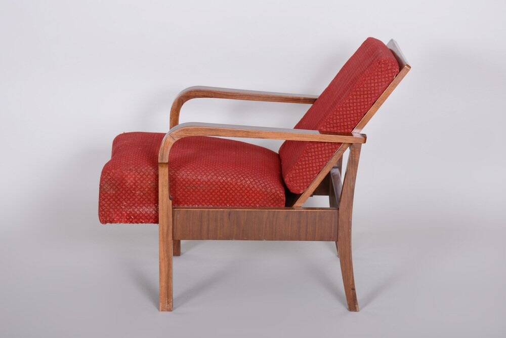 Set of Art Deco Walnut Armchairs, 1930s