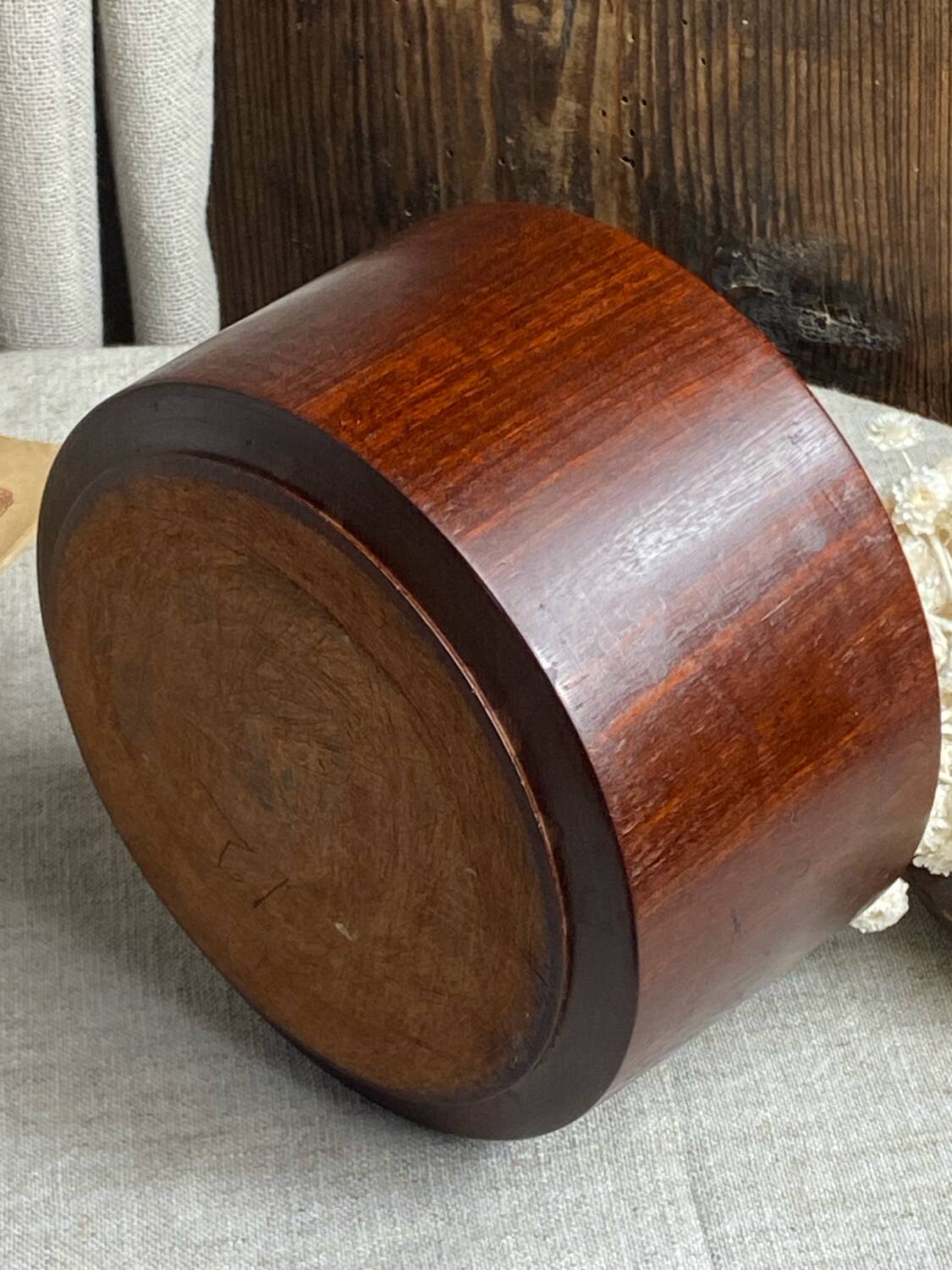 Carved wooden bonbonnière