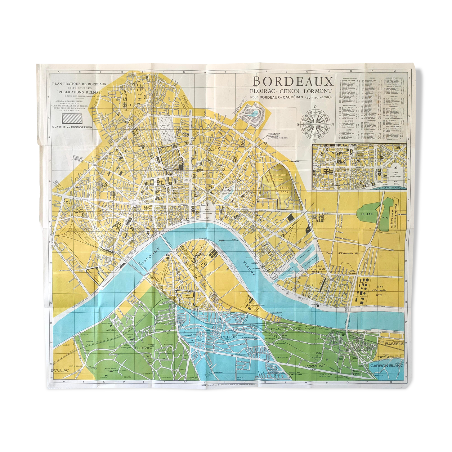 Vintage map Bordeaux and its suburbs