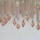 Pair of French Vintage Gold Wall Lights Pink Glass Beaded Fringe Shades