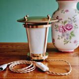 Lampe en laiton et porcelaine années 50