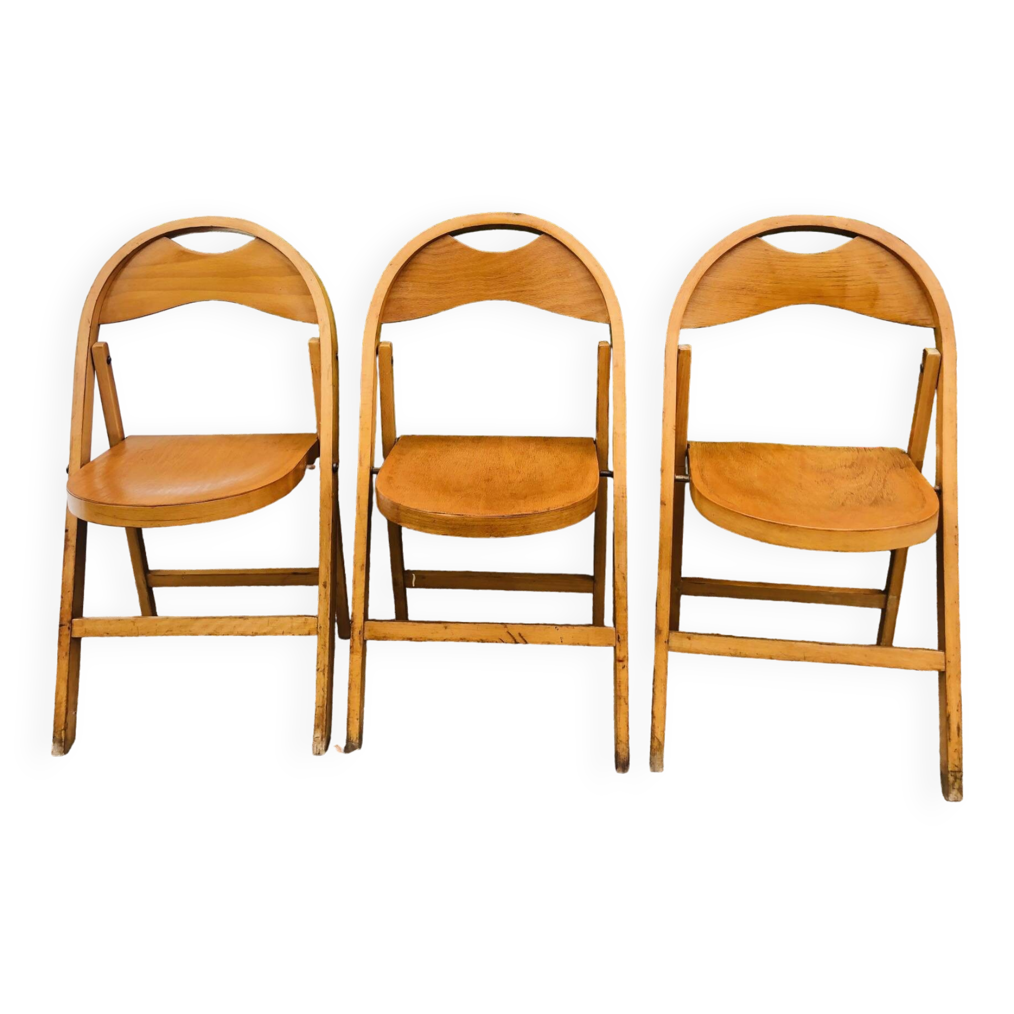 3 Thonet B751 folding chairs curved wood