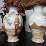 Paire de vases signé Losson en grès décor Japonisant
