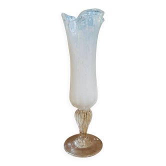 Vase verre bullé blanc ancien