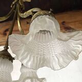 Empire bronze chandelier with 4 lights in glass tulips