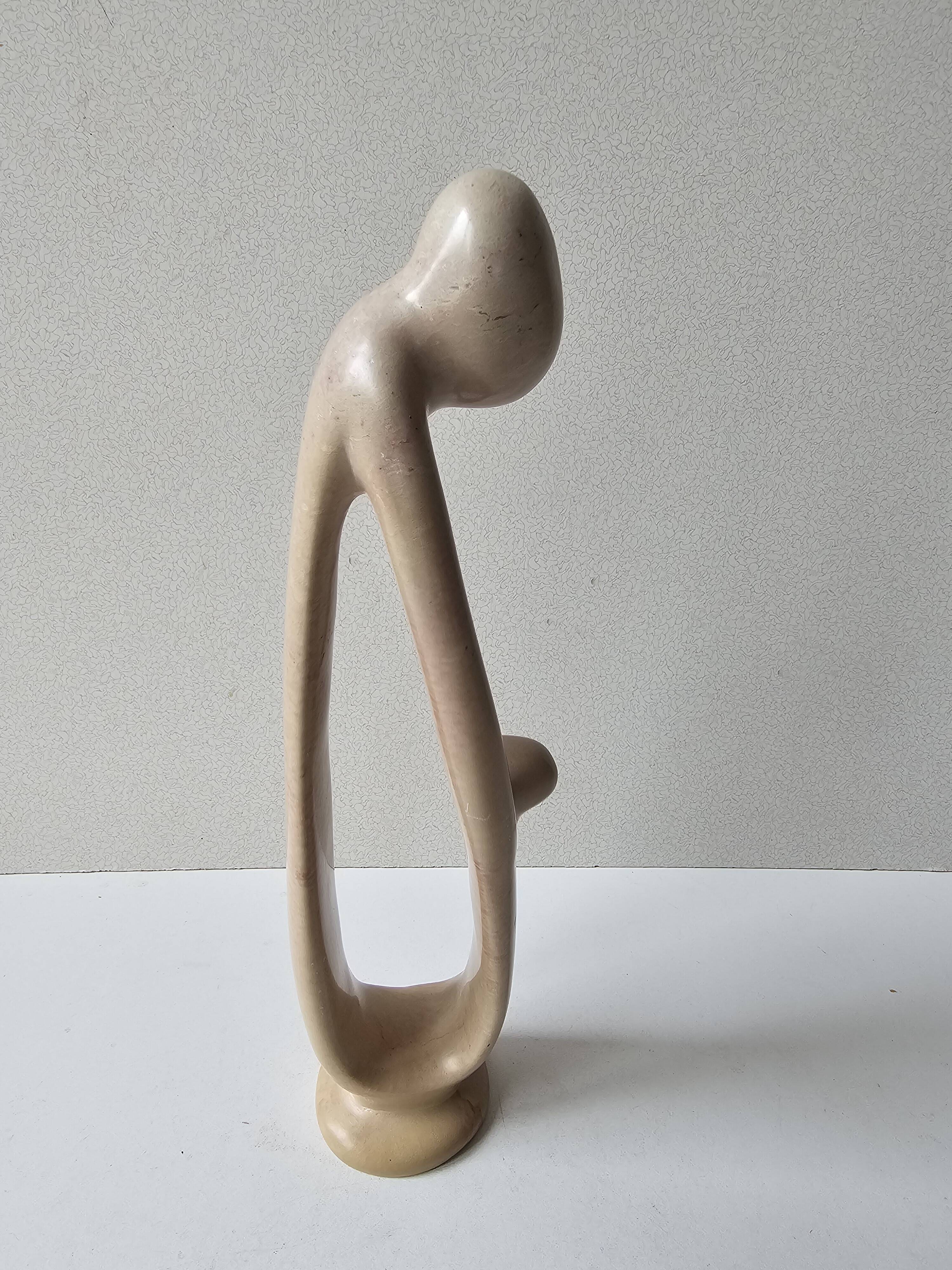 Soapstone Sculpture - Parenting Woman and Child Modern Design