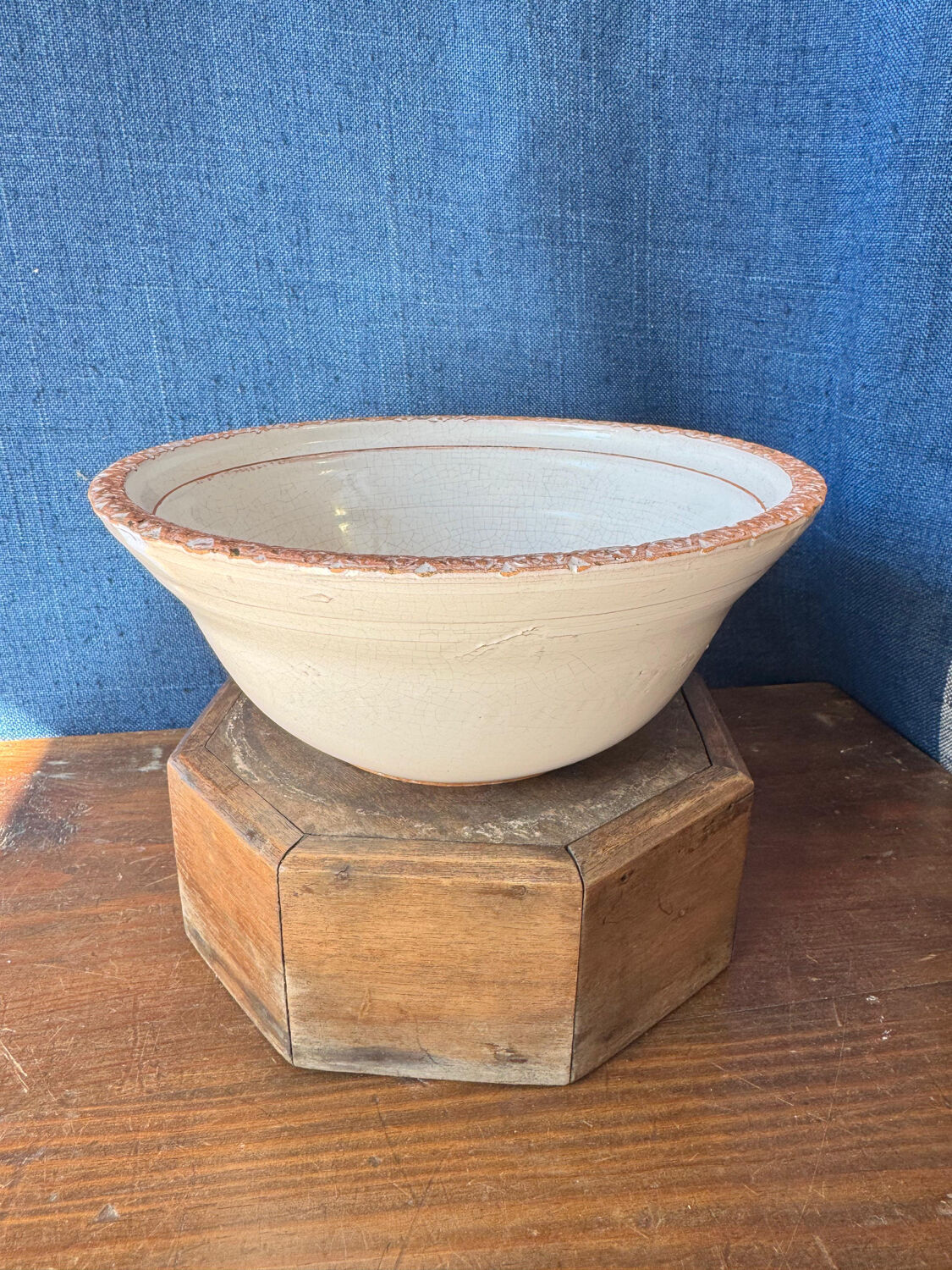 Large vintage Biot coupe in glazed ceramic, French craftsmanship.