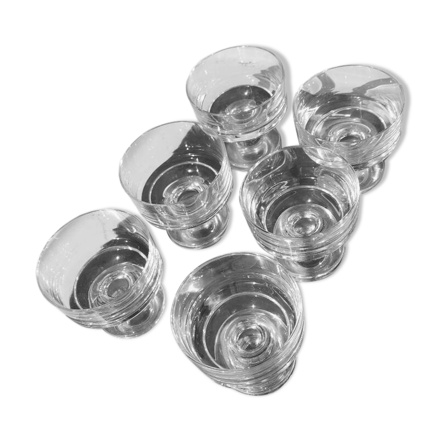 Baccarat crystal champagne coupes, (Haut-Brion model?)
