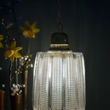 Vintage tulip suspension in holophane glass