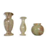 Pot et soliflores en marbre onyx