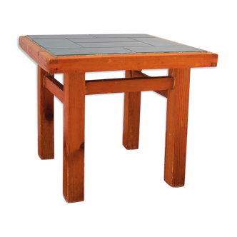 Table moderniste plateau en carreaux bleus - France 1960's