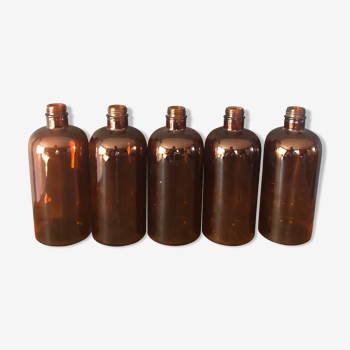 Lot of 5 amber apothecary vials