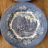 6 blue plates made in england