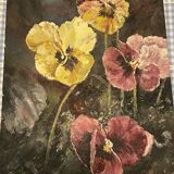 Oil on wood wild pansies 29x17
