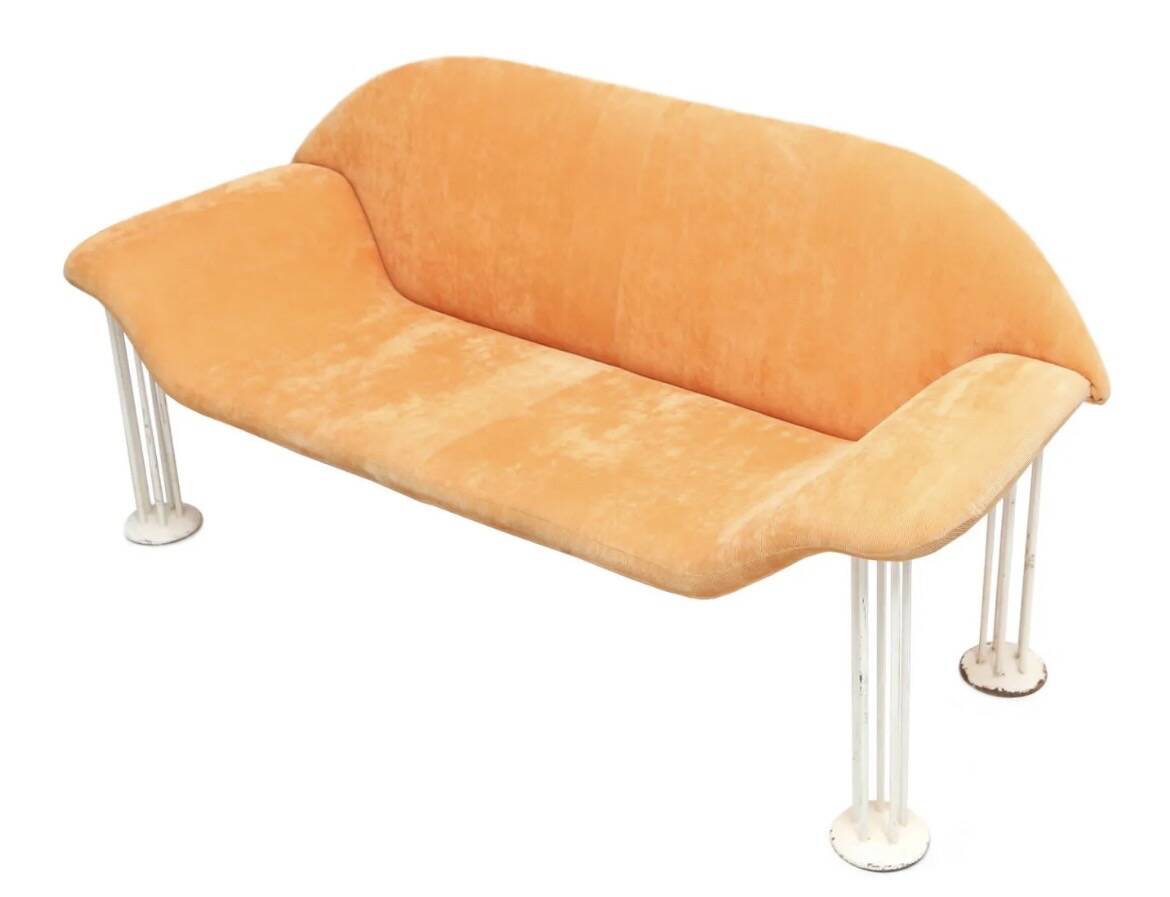 Orange velvet sofa - Vogtherr for Hain + Tohme