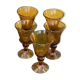 5 verres à vin en verre soufflé ocre de la verrerie de Biot vintage