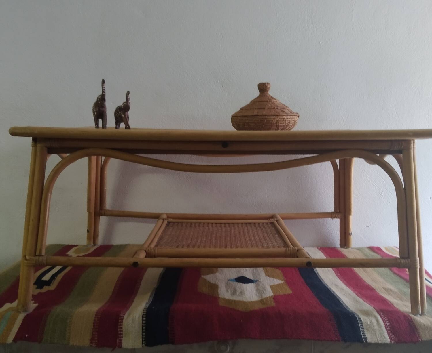 Table basse bambou et rotin