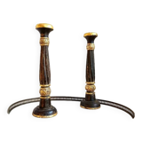 Pair of vintage gilded wood candlesticks