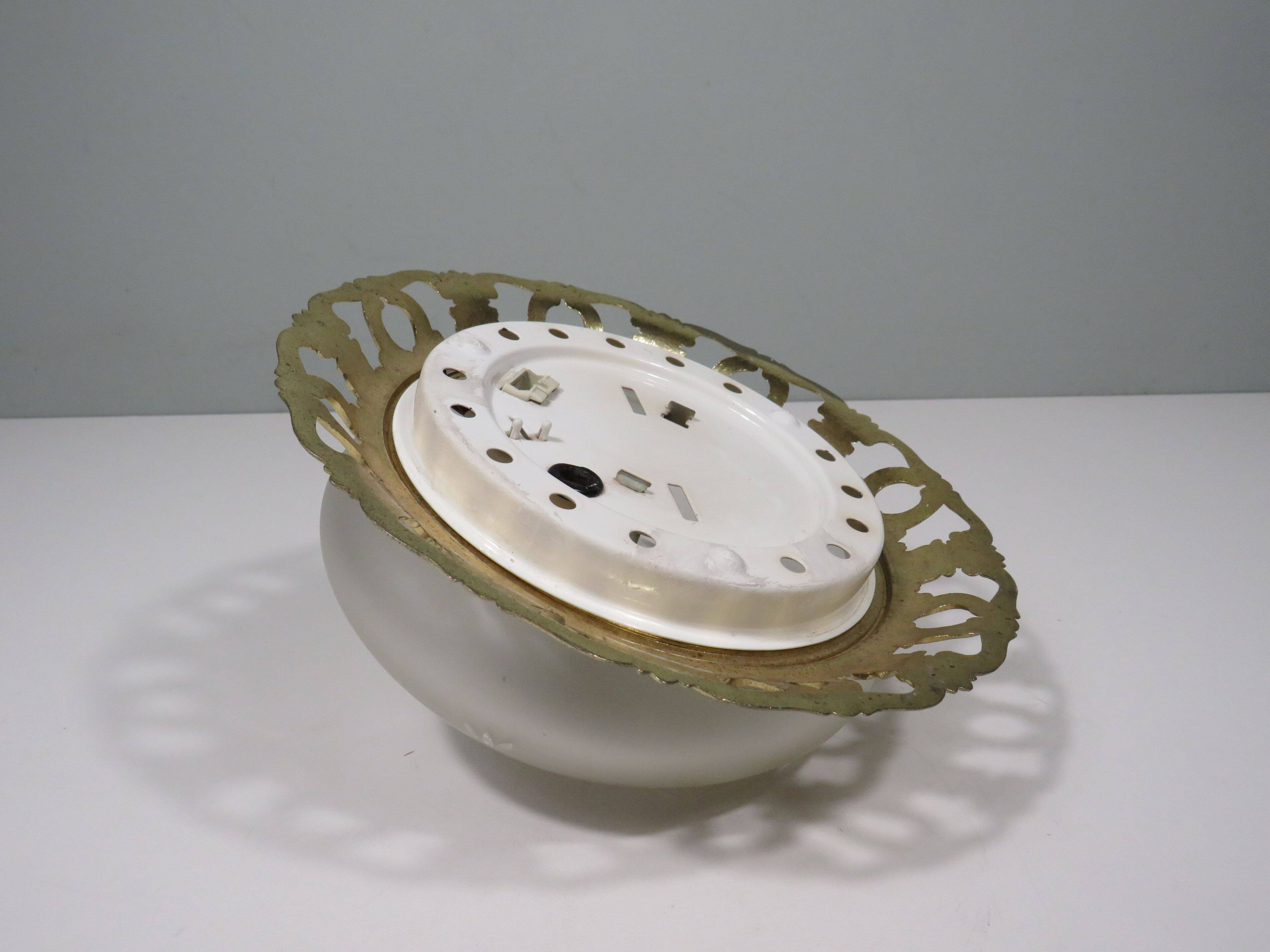 Vintage Ceiling Light | Matte White Glass with Cut-Out Pattern, 1960-1970 Belgium