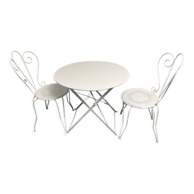 Salon de jardin fer forgé pliante année 50-60