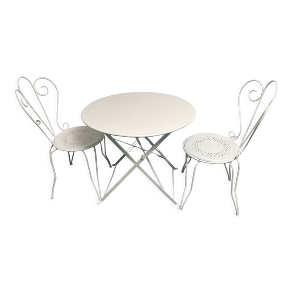 Salon de jardin fer forgé pliante année 50-60
