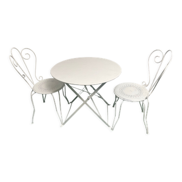 Salon de jardin fer forgé pliante année 50-60