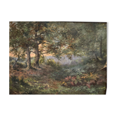 Oil on canvas undergrowth landscape by Charrrier early 20th century