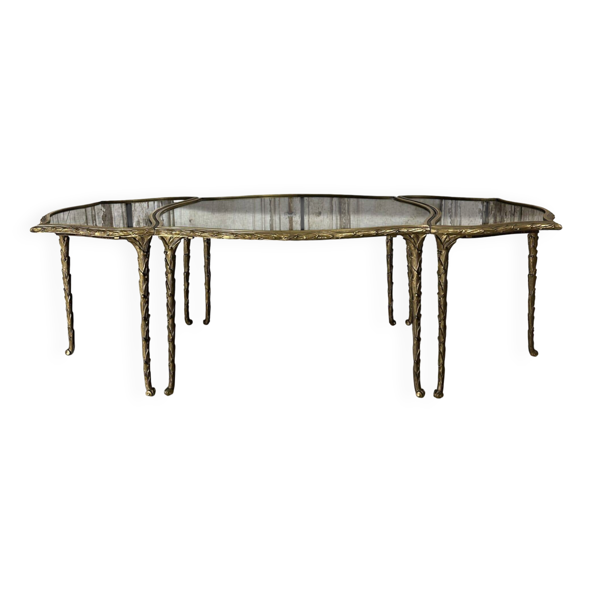 Table basse tripartite en bronze circa 1950-70