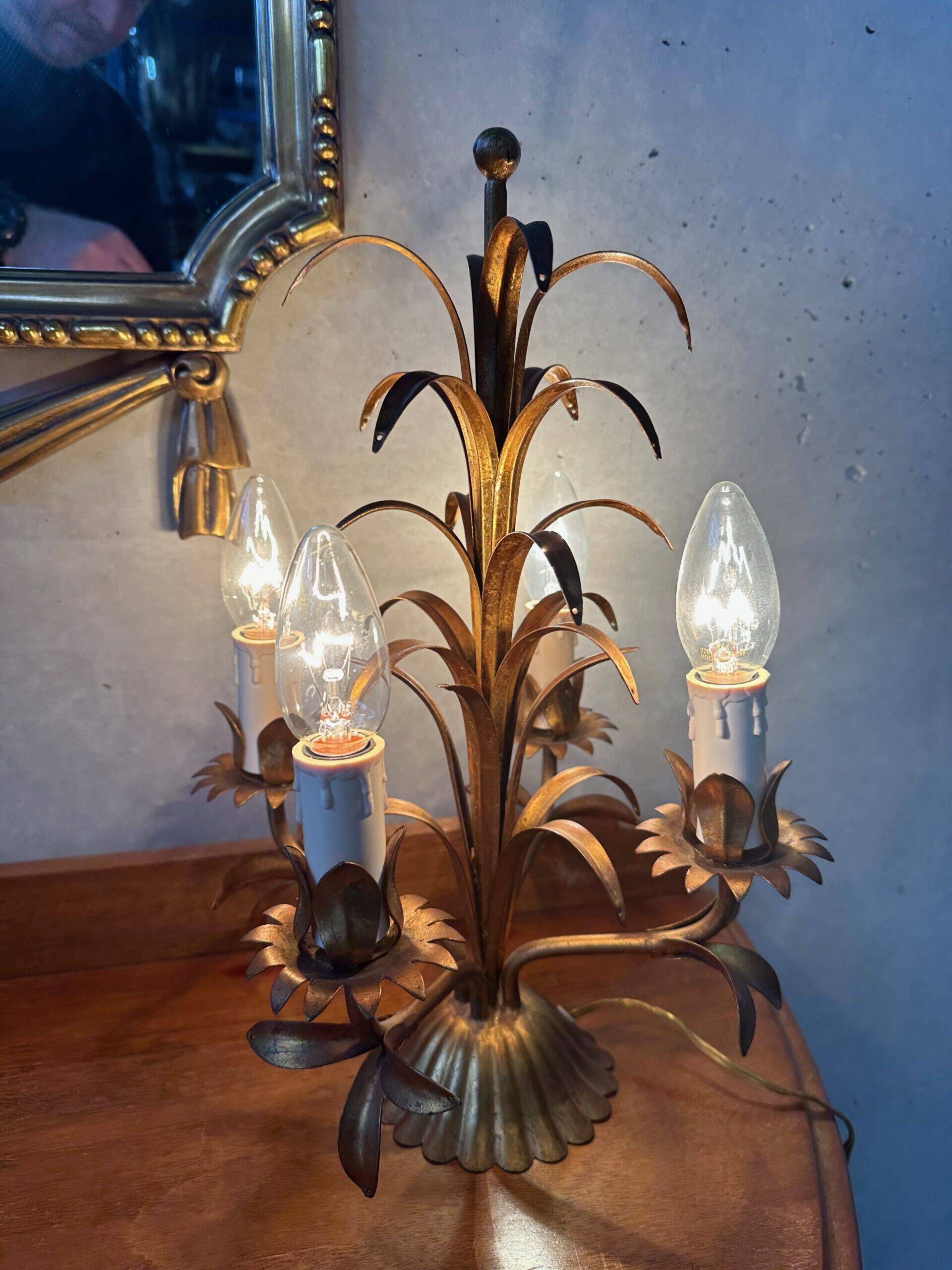 Vintage palm table lamp – Hollywood Regency