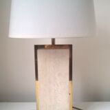 Travertine and gilded brass table lamp by Camille Breesch Belgium 1970