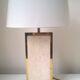 Travertine and gilded brass table lamp by Camille Breesch Belgium 1970