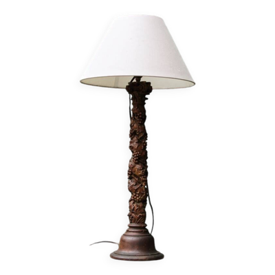 Lampe en bois sculpté, colonne corinthienne, 17ème siècle