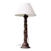 Carved wooden lamp, Corinthian column, 17th century