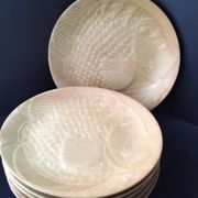 6 flat fish plates in Village CNP stoneware