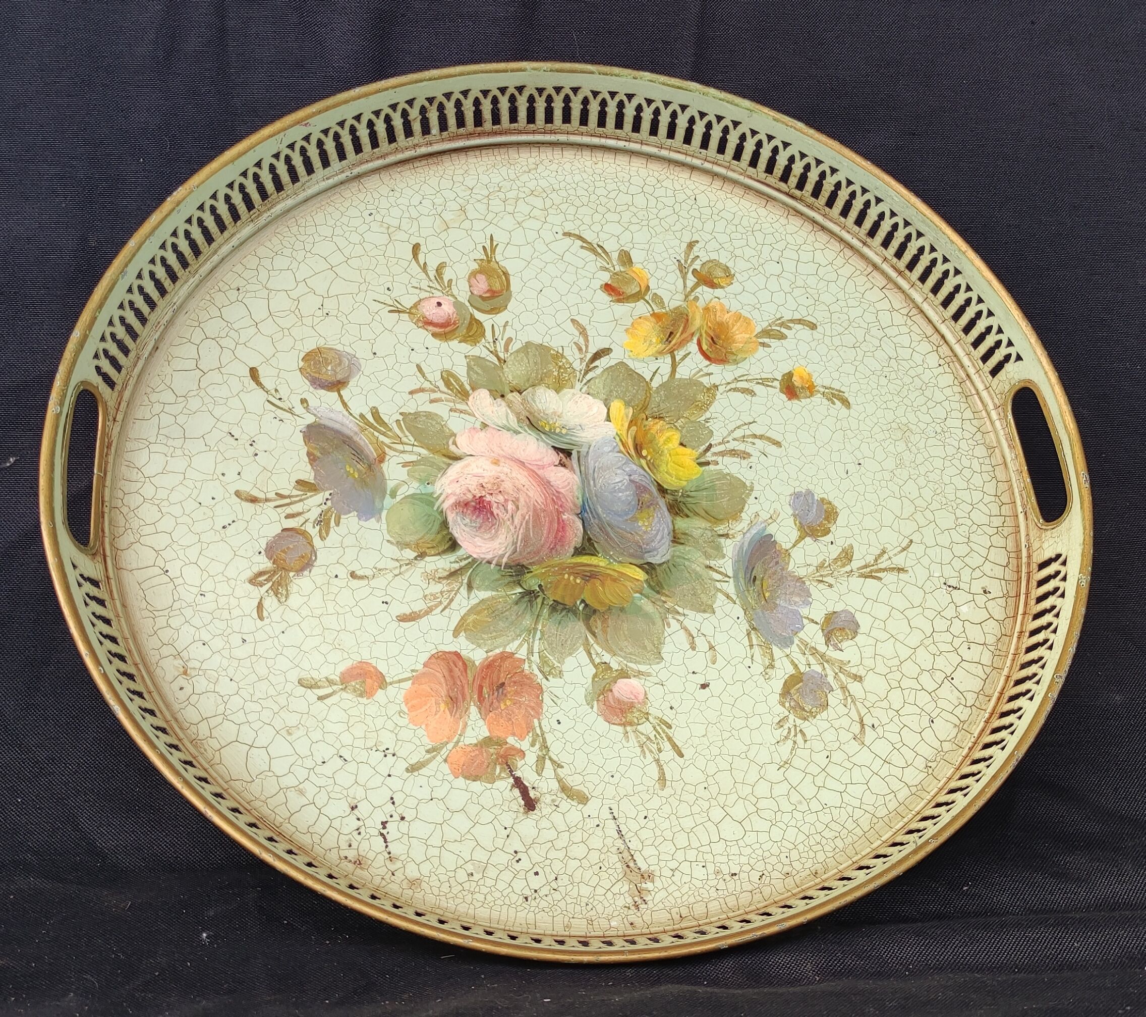 Old hand-painted metal top