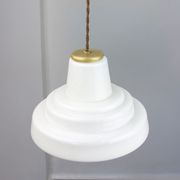 Mid-century Brass and Opaline Pendant Lamp, Italy