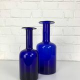 Pair of Danish Holmegaard Gulv vases design Otto Brauer in cobalt blue glass