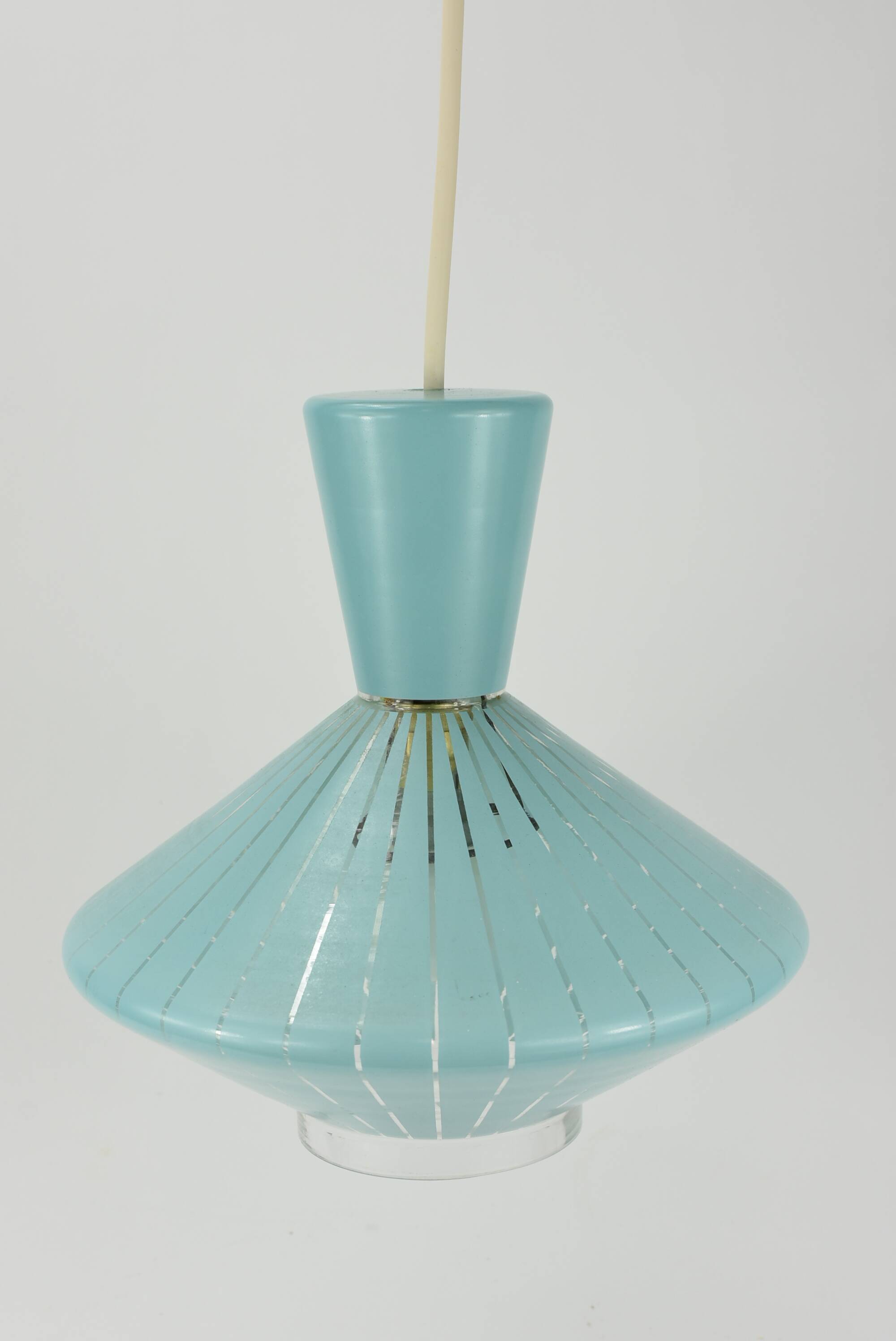Diabolo-shaped glass chandelier