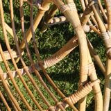 Pair of rattan basket armchairs, 60s