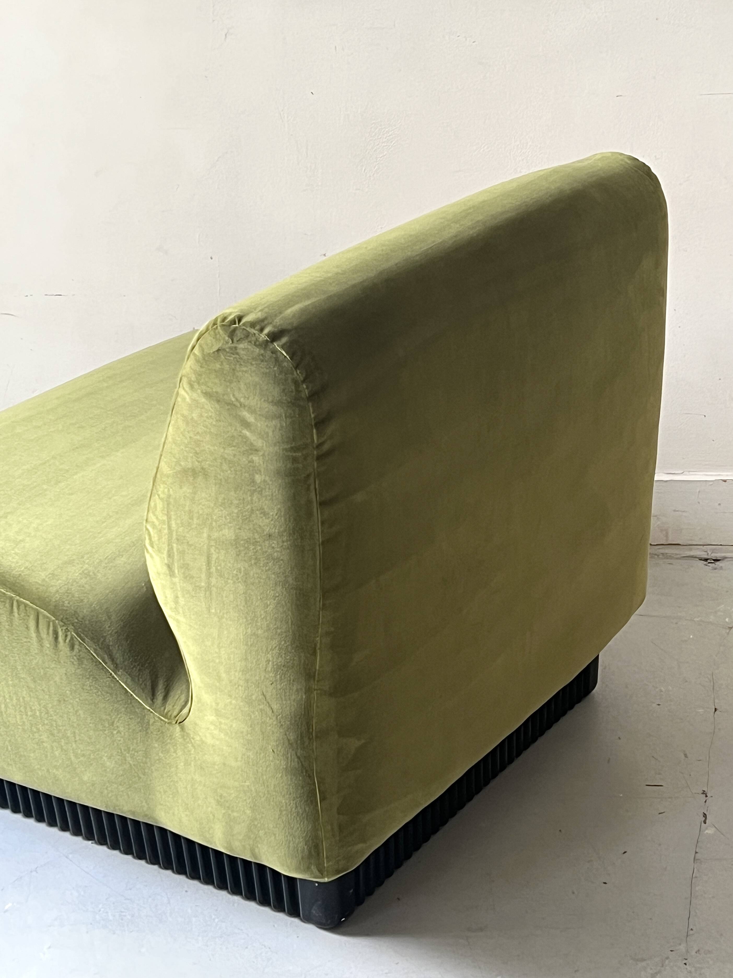 Olive green velvet armchair Slipper Chair Herman Miller USA 1970