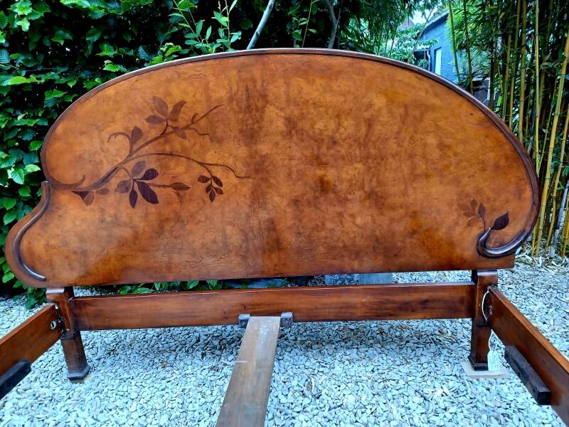 Art Nouveau style bed - rosewood and marquetry