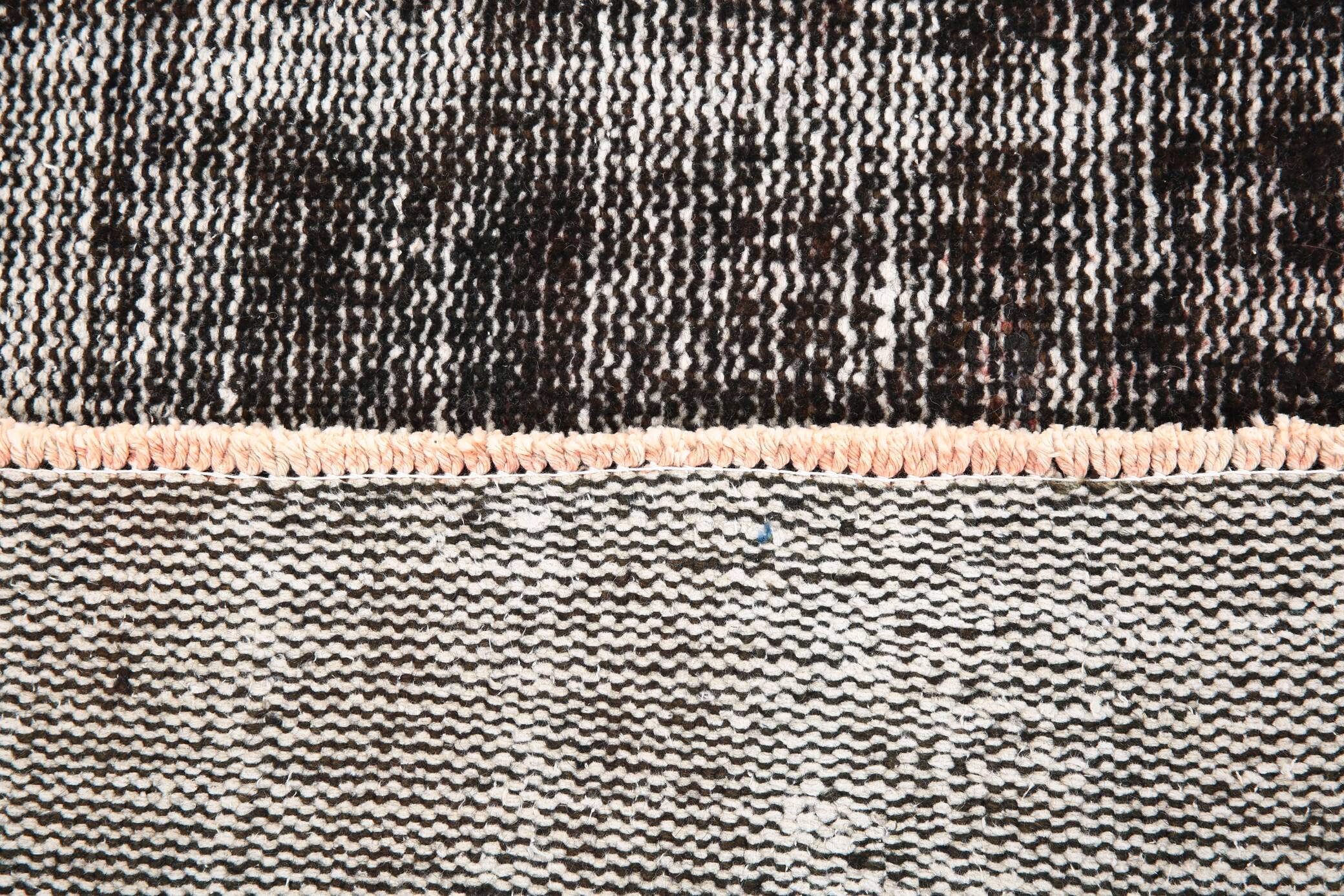 3x9 Shabby Chic Black Gray Turkish Runner Rug, 90x277Cm