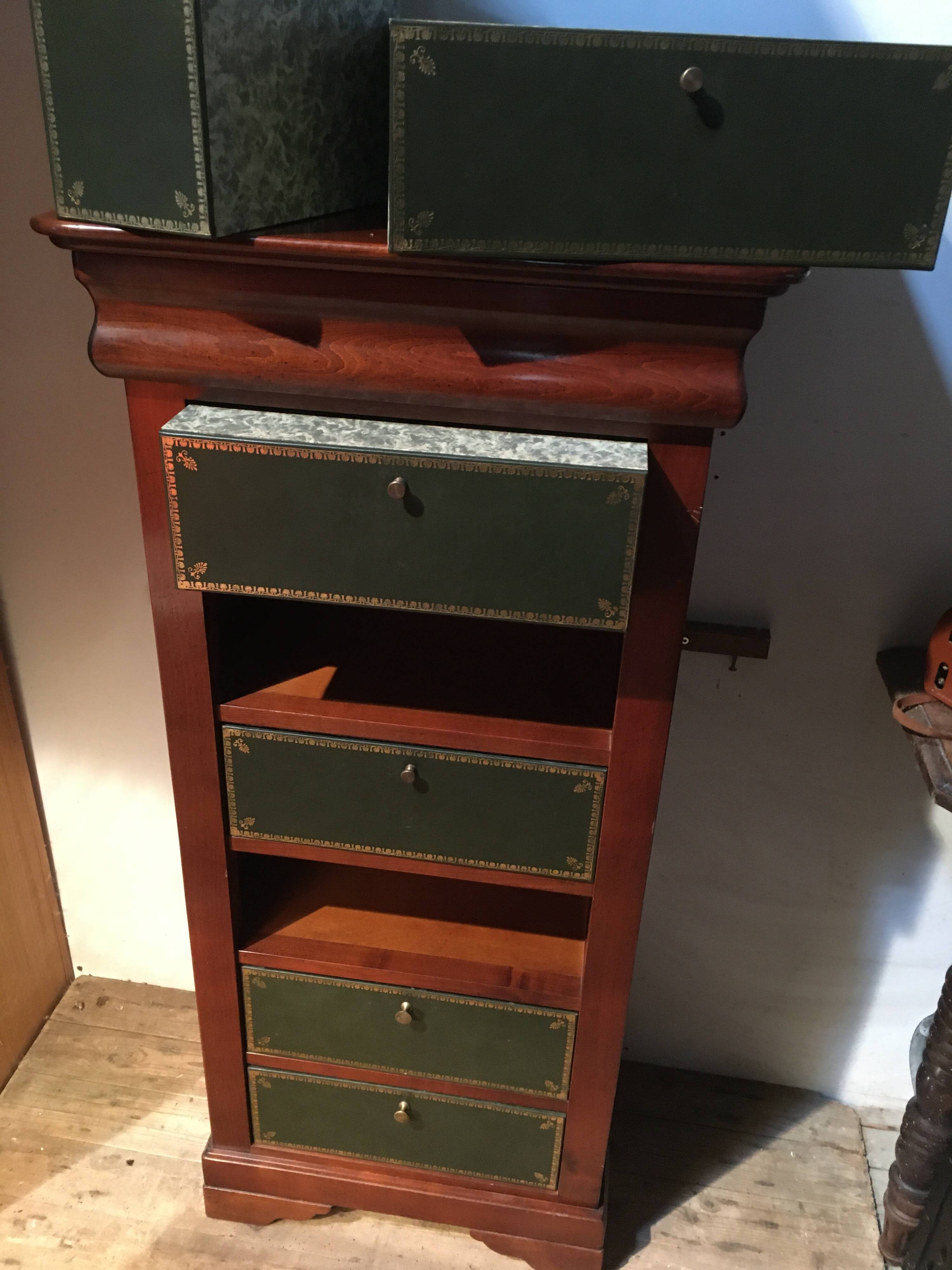 Notary's cardboard box in mahogany-colored cherry wood "Félix Monge"